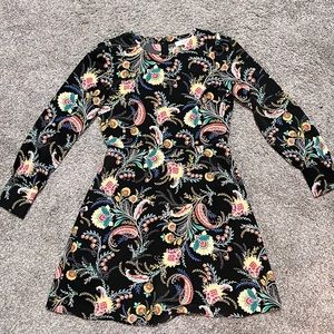 LOFT Black dress with floral paisley design